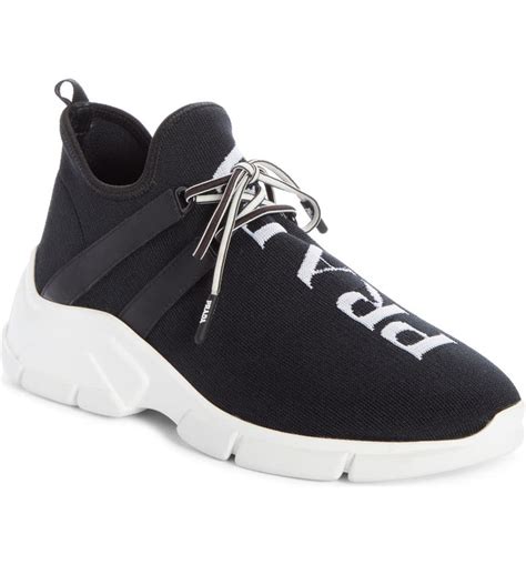 prada sport sock sneakers|Prada leather sneakers women's.